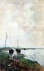 Jan Hendrik Weissenbruch A Cow Standing By The Waterside In A Polder painting